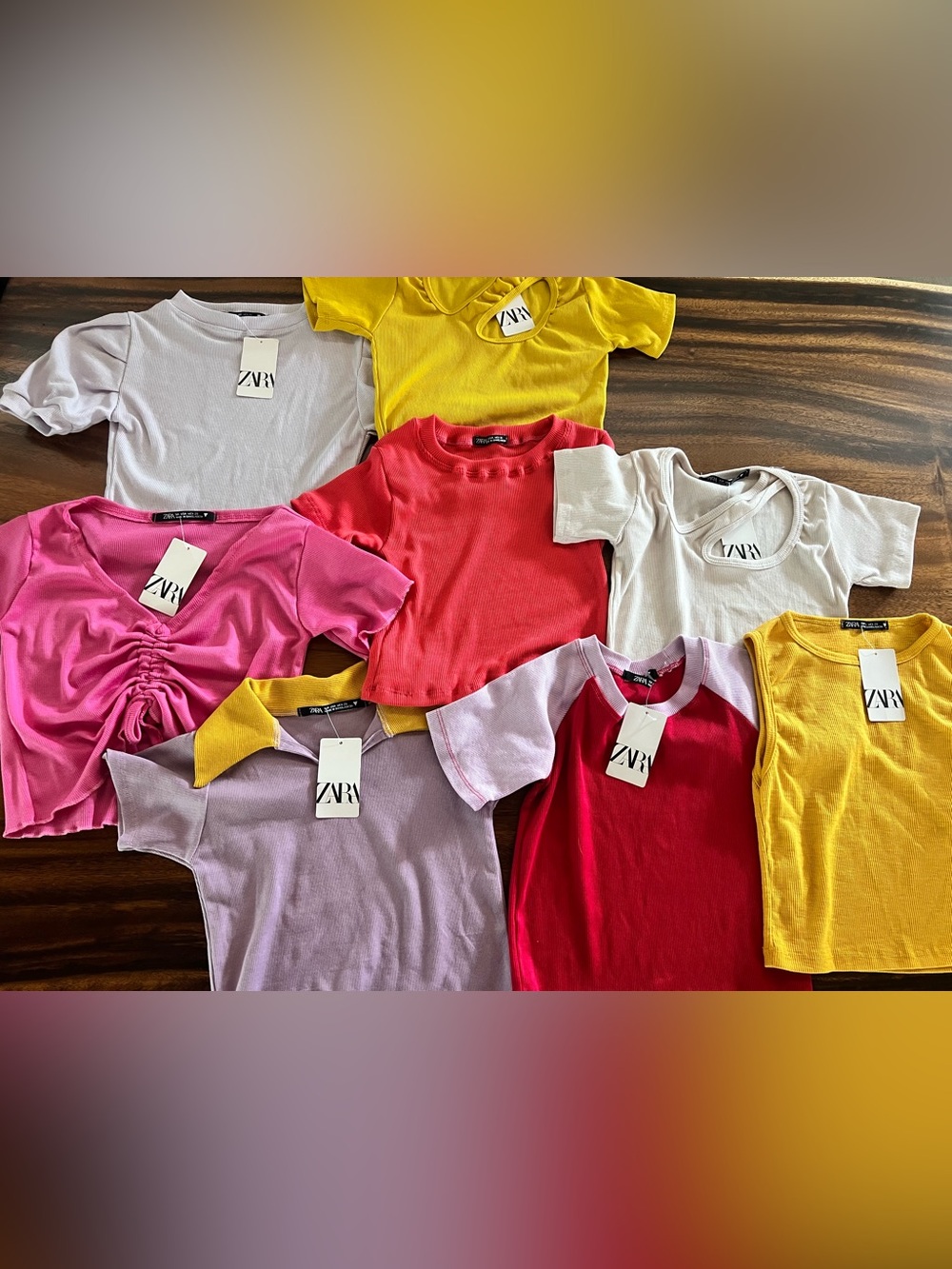Zara BNWT Crop Top Lot of 8 assorted multi colored cropped ribbed tops - Small